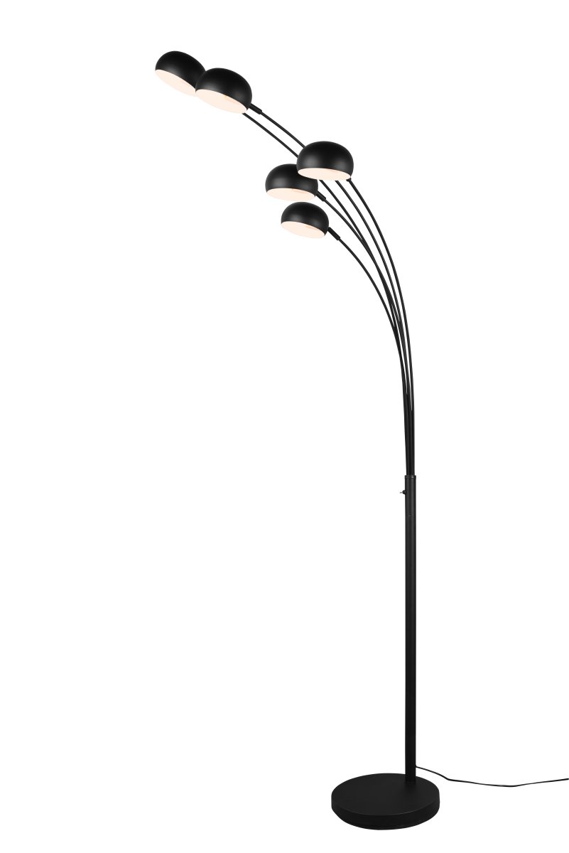 Dito Svart gulvlampe Fra Trio Lighting - Dito gulvlampen er et sofistikert blikkfang med sitt unike femfingerdesign, som fungerer b&aring;de som en stilig lyskilde og et dekorativt element i rommet.
