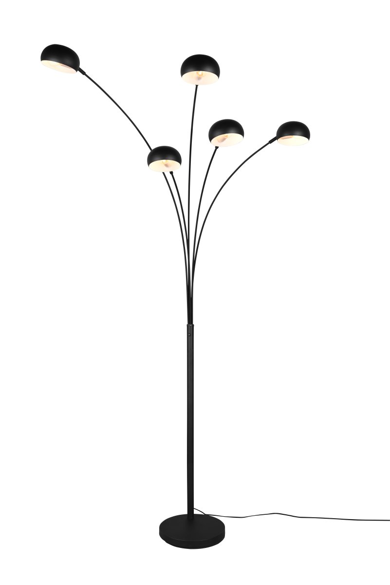 Dito Svart gulvlampe Fra Trio Lighting - Dito gulvlampen er et sofistikert blikkfang med sitt unike femfingerdesign, som fungerer b&aring;de som en stilig lyskilde og et dekorativt element i rommet.