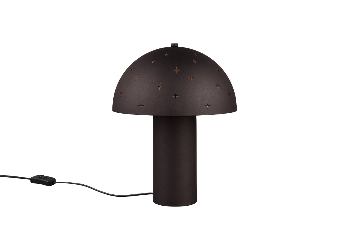 Seta 32cm Svart bordlampe Fra Trio Lighting - N&aring;r lampen er p&aring;, husker de oljen; utskj&aelig;ringene i metallskjermen om glitrende stjerner og skaper en spesiell og koselig atmosf&aelig;re.