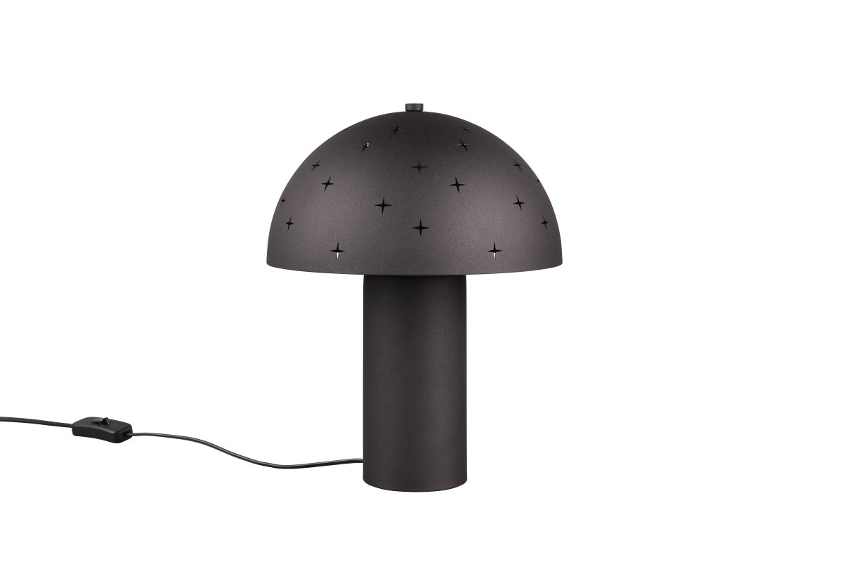 Seta 32cm Svart bordlampe Fra Trio Lighting - N&aring;r lampen er p&aring;, husker de oljen; utskj&aelig;ringene i metallskjermen om glitrende stjerner og skaper en spesiell og koselig atmosf&aelig;re.