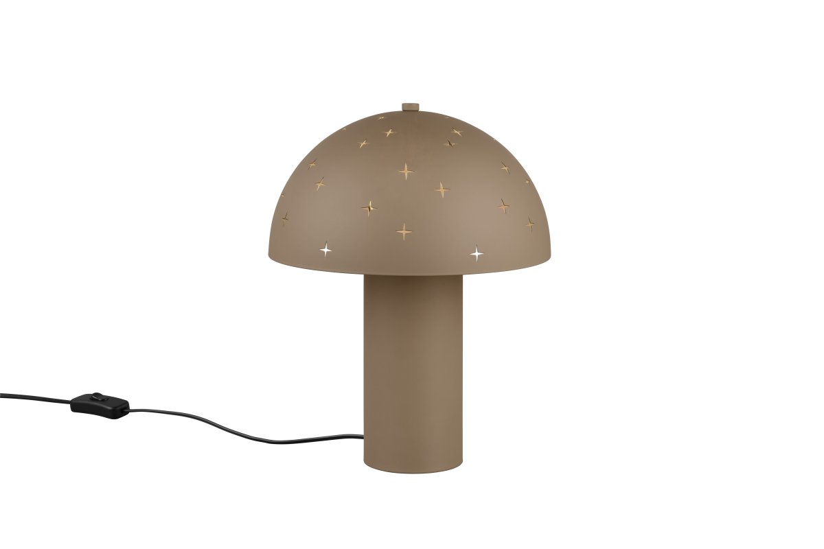 Seta 32cm Greige bordlampe Fra Trio Lighting - N&aring;r lampen er p&aring;, husker de oljen; utskj&aelig;ringene i metallskjermen om glitrende stjerner og skaper en spesiell og koselig atmosf&aelig;re.