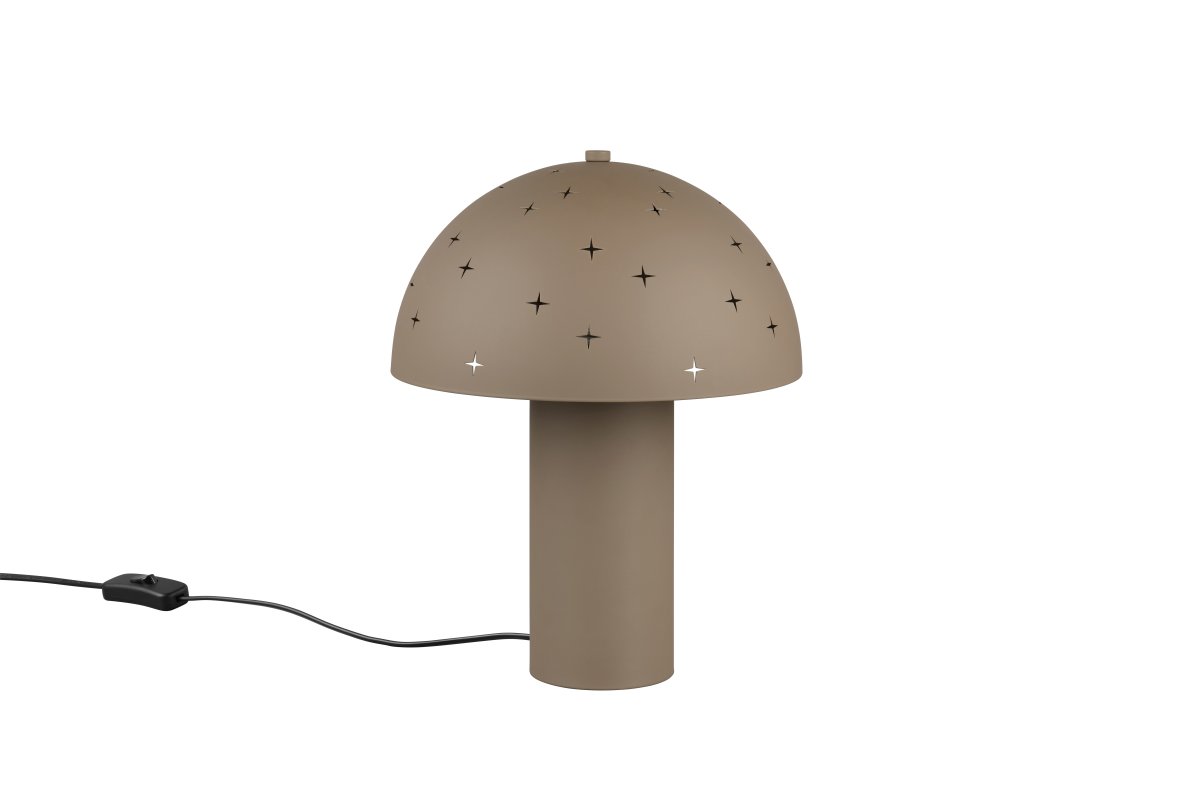 Seta 32cm Greige bordlampe Fra Trio Lighting - N&aring;r lampen er p&aring;, husker de oljen; utskj&aelig;ringene i metallskjermen om glitrende stjerner og skaper en spesiell og koselig atmosf&aelig;re.
