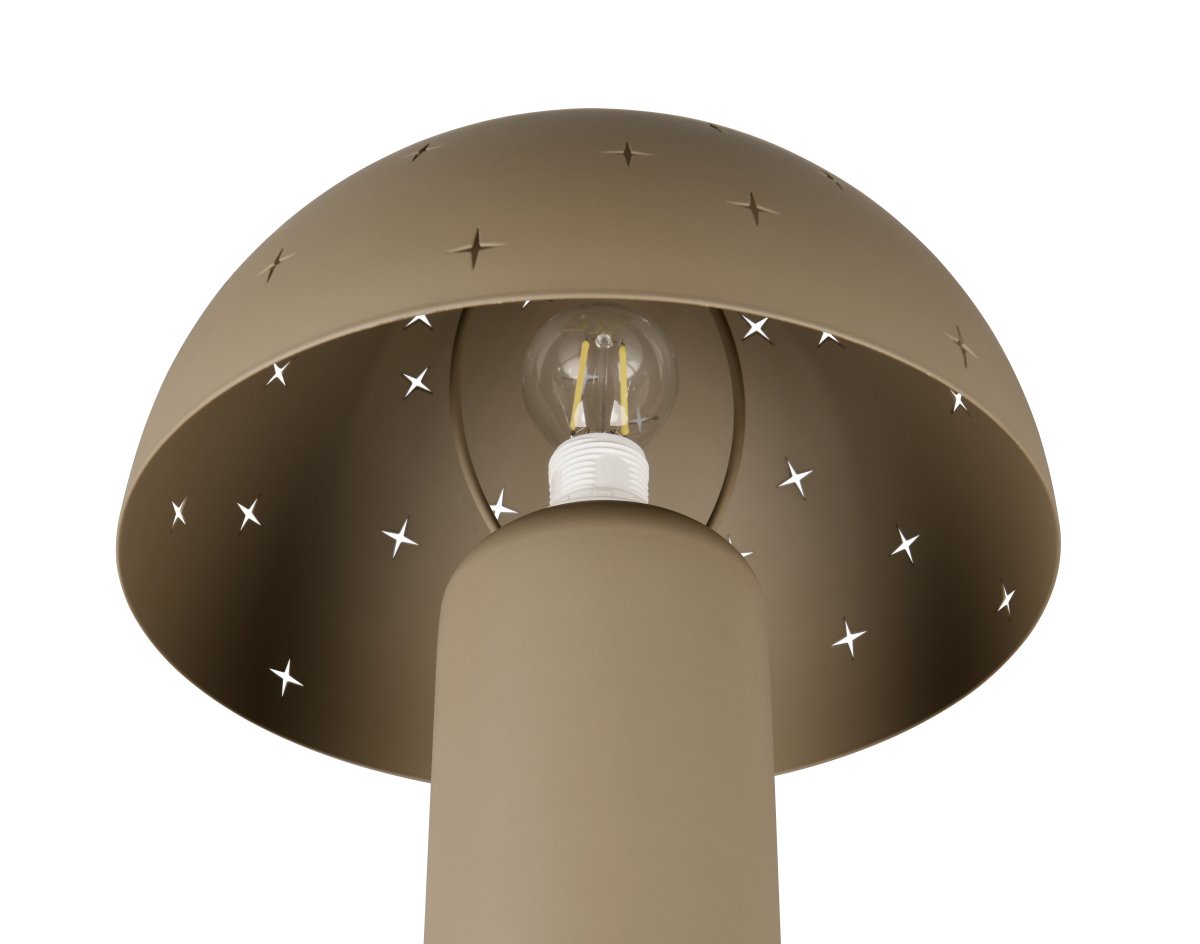 Seta 32cm Greige bordlampe Fra Trio Lighting - N&aring;r lampen er p&aring;, husker de oljen; utskj&aelig;ringene i metallskjermen om glitrende stjerner og skaper en spesiell og koselig atmosf&aelig;re.
