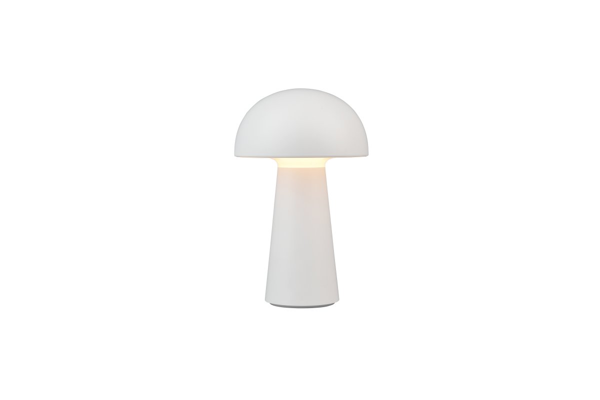 Lennon 22cm Hvit bærbar Fra Trio Lighting - Den batteridrevne lampen kan enkelt tas med til strengefester og enkelt lades via USB-C.