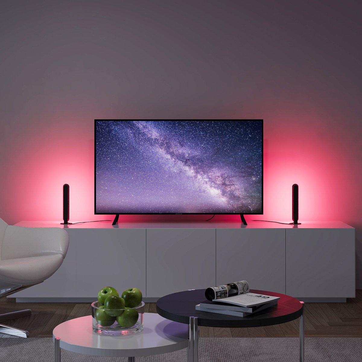 Game 28cm Svart bordlampe Fra Trio Lighting - Lydkontroll-funksjonen lar lysenes RGB-LED-er reagere i sanntid på omgivelseslyd, som synkroniserer lyseffektene med musikk, filmer og spill for en enda mer fengslende opplevelse.