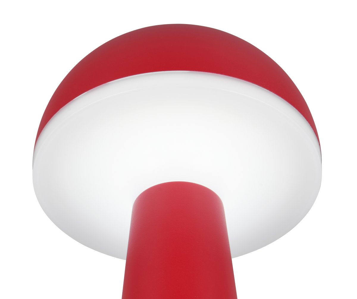 Fungo 30cm RØD bærbar Fra Trio Lighting - Den bærbare Fungo bordlampen kombinerer moderne design med innovative funksjoner, noe som gjør den til en favoritt blant oppladbare lamper.