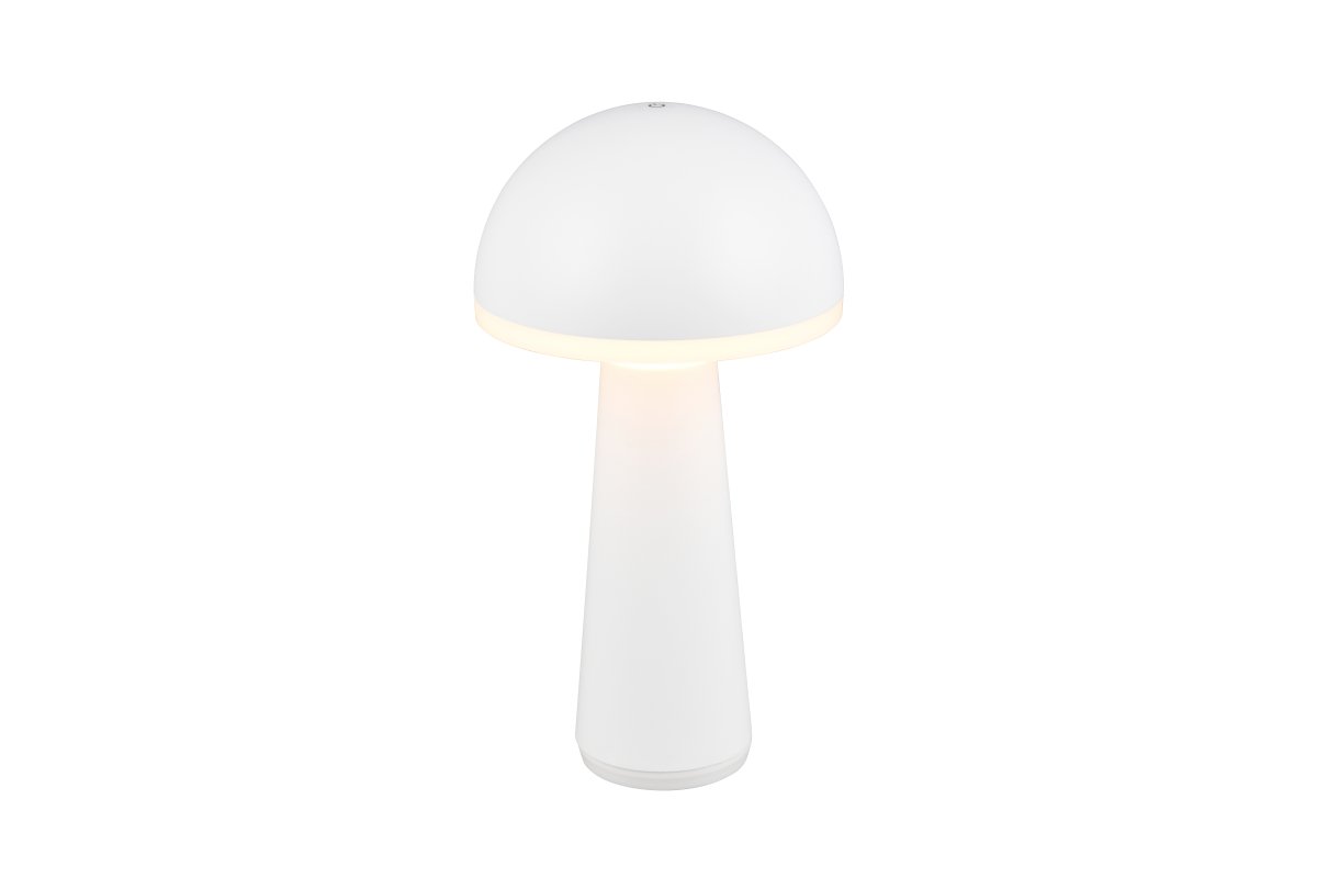 Fungo 30cm Hvit bærbar Fra Trio Lighting - Den bærbare Fungo bordlampen kombinerer moderne design med innovative funksjoner, noe som gjør den til en favoritt blant oppladbare lamper.