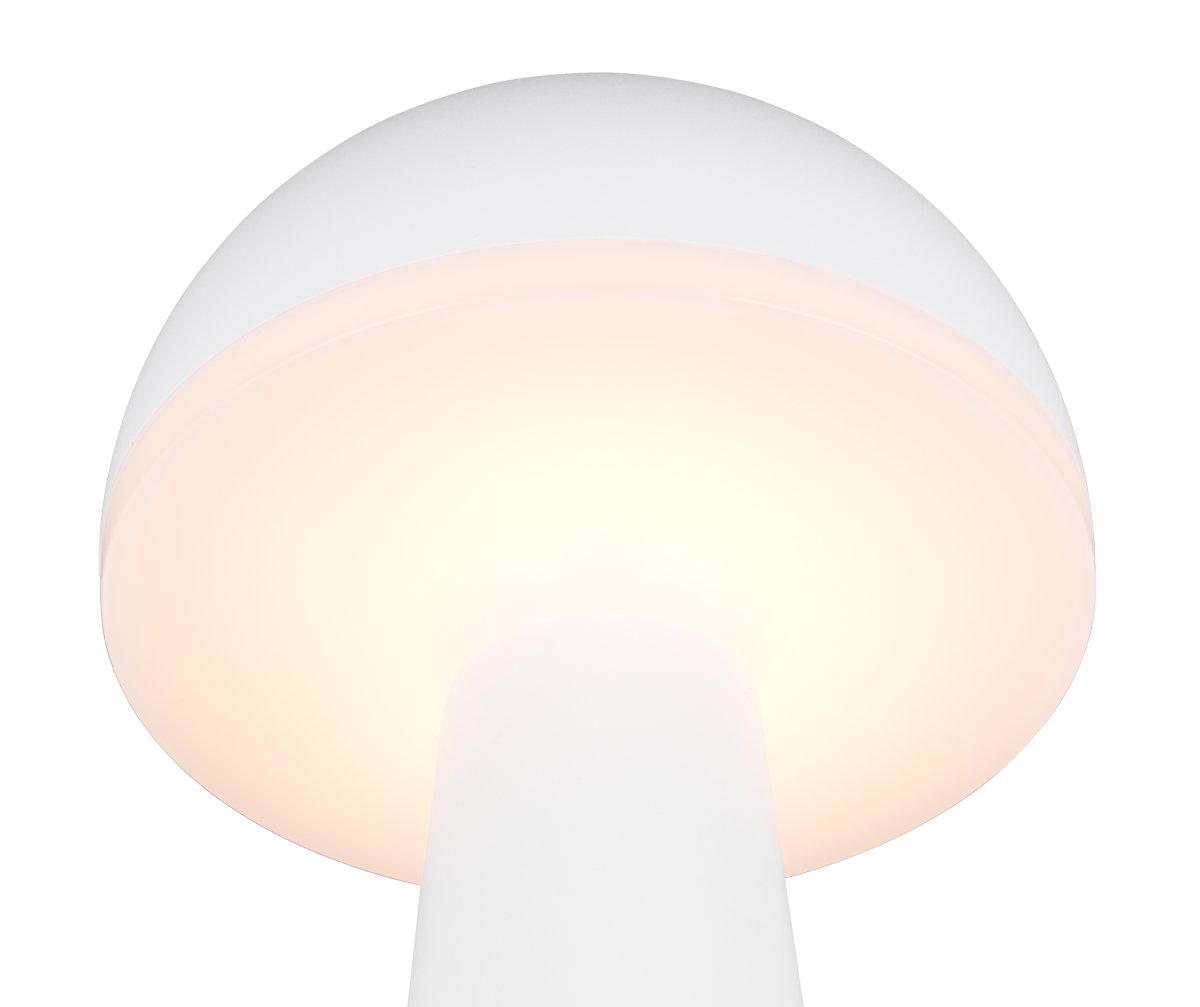 Fungo 30cm Hvit bærbar Fra Trio Lighting - Den bærbare Fungo bordlampen kombinerer moderne design med innovative funksjoner, noe som gjør den til en favoritt blant oppladbare lamper.