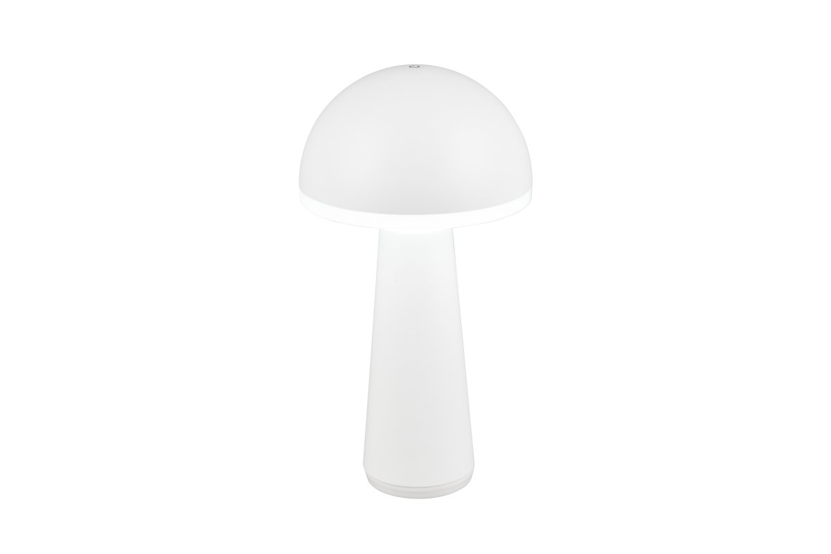 Fungo 30cm Hvit bærbar Fra Trio Lighting - Den bærbare Fungo bordlampen kombinerer moderne design med innovative funksjoner, noe som gjør den til en favoritt blant oppladbare lamper.