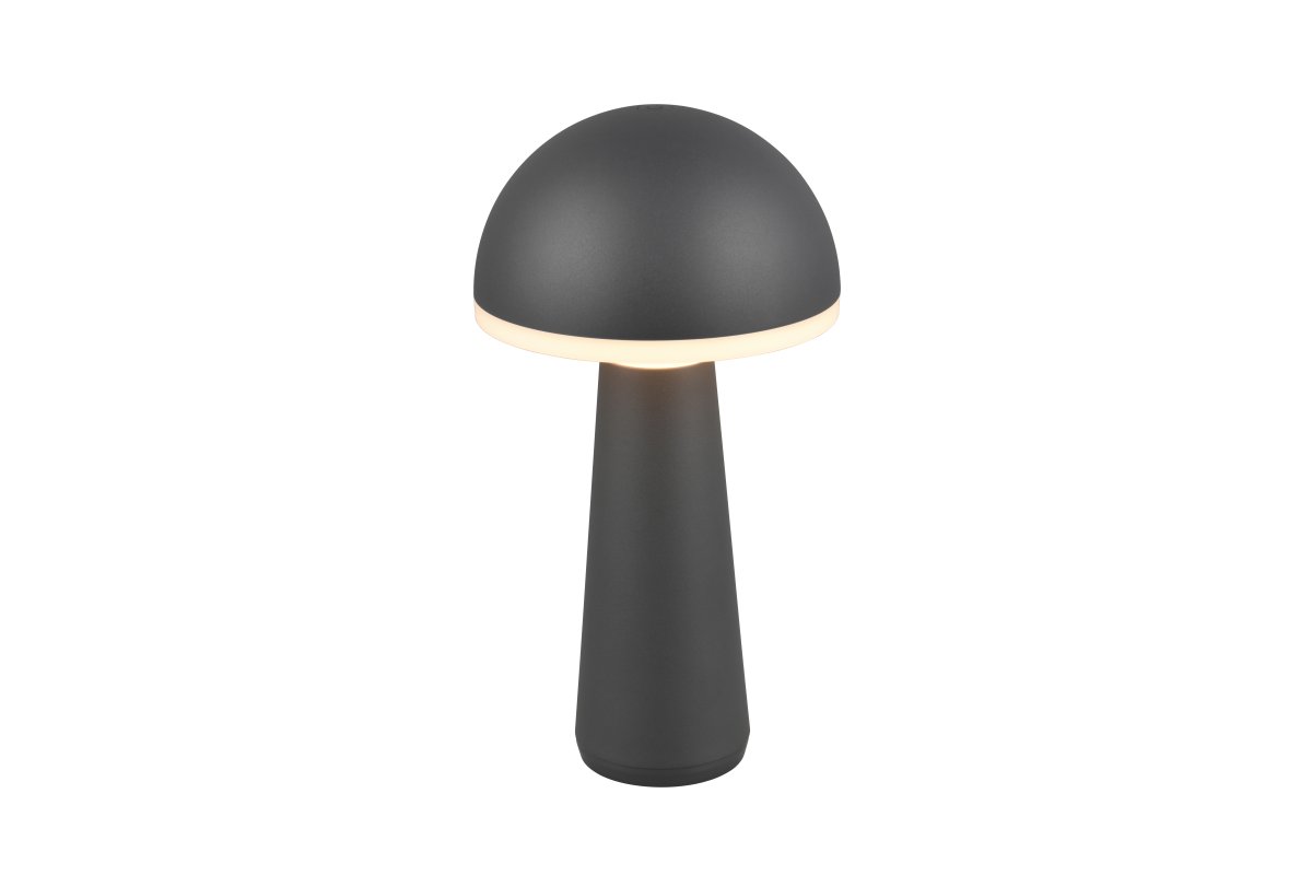 Fungo 30cm Antrasitt bærbar Fra Trio Lighting - Den bærbare Fungo bordlampen kombinerer moderne design med innovative funksjoner, noe som gjør den til en favoritt blant oppladbare lamper.