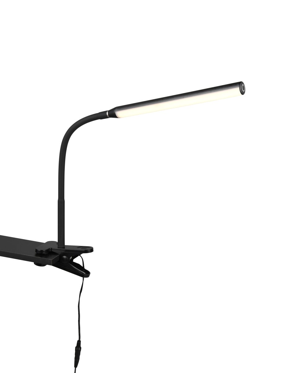 Nevada Svart klemmelampe Fra Trio Lighting - Takket være den praktiske klemmemekanismen kan den enkelt festes til hyller, skrivebord eller andre overflater og plasseres akkurat der du trenger lys.