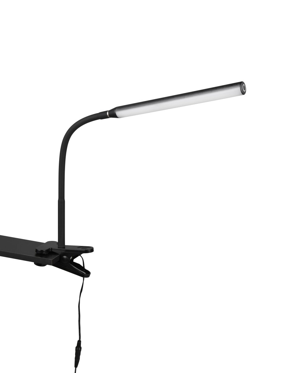 Nevada Svart klemmelampe Fra Trio Lighting - Takket være den praktiske klemmemekanismen kan den enkelt festes til hyller, skrivebord eller andre overflater og plasseres akkurat der du trenger lys.