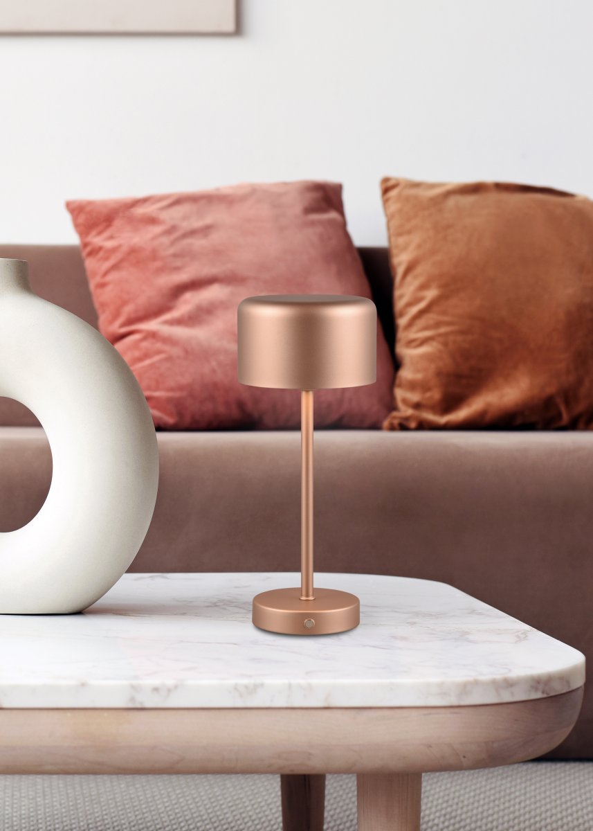 Jeff 30cm Brun bærbar Fra Trio Lighting - Med et oppladbart batteri og enkel lading via USB-C-porten kan den plasseres hvor som helst, uten kabler, og skape en koselig lys atmosfære.