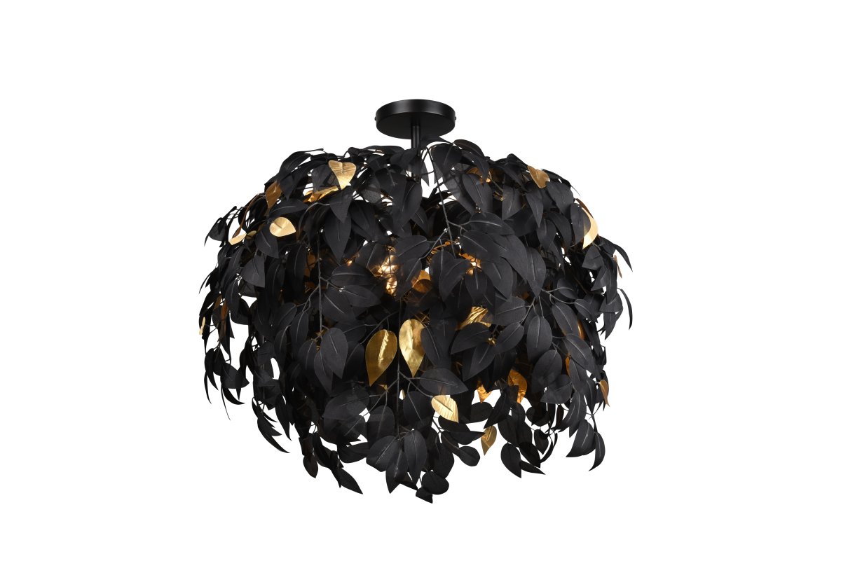 Leavy Ø70 Svart plafond Fra Trio Lighting - Den skaper en fortryllende atmosf&aelig;re i stuen og har en stil som passer perfekt til Young Living-innredning.