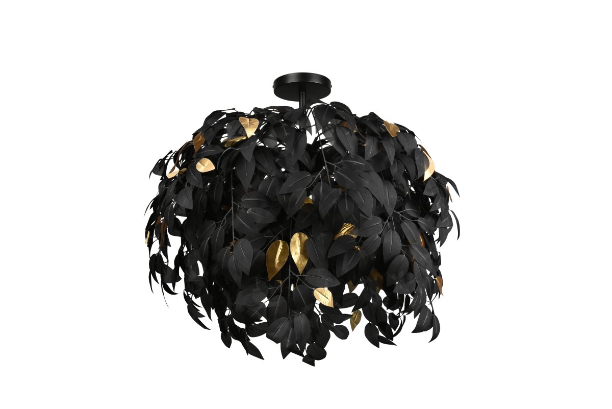 Leavy Ø70 Svart plafond Fra Trio Lighting - Den skaper en fortryllende atmosf&aelig;re i stuen og har en stil som passer perfekt til Young Living-innredning.