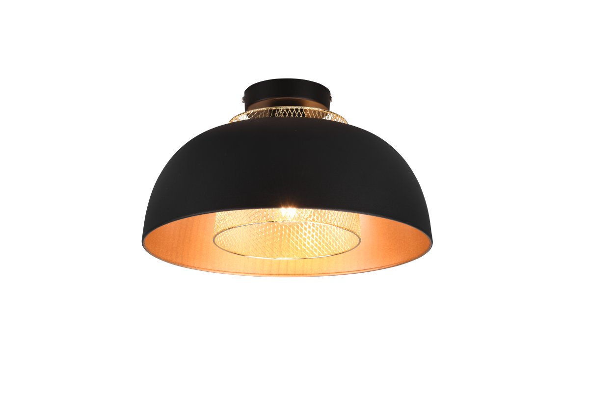 Punch Ø35 Svart plafond Fra Trio Lighting - Lampens elegante form og fargekombinasjon av matt sort og gull gir en r&aring; og stilig industrifølelse som løfter innredningen i dine egne fire vegger.