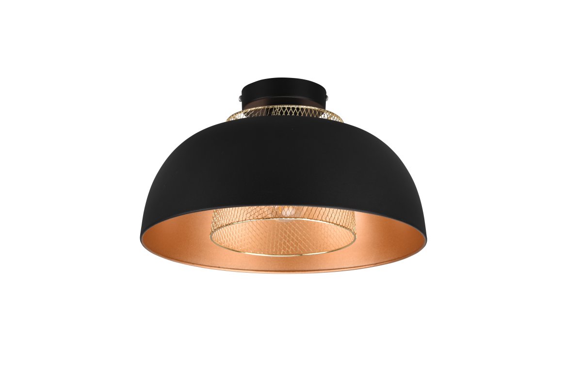 Punch Ø35 Svart plafond Fra Trio Lighting - Lampens elegante form og fargekombinasjon av matt sort og gull gir en r&aring; og stilig industrifølelse som løfter innredningen i dine egne fire vegger.