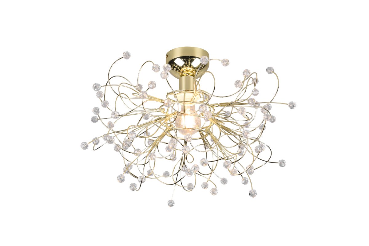 Gloria Ø52 Bronse plafond Fra Trio Lighting - Med sin filigranform og glitrende akrylapplikasjoner sprer lampen en varm og innbydende lyseffekt, perfekt for b&aring;de stue og spisestue.