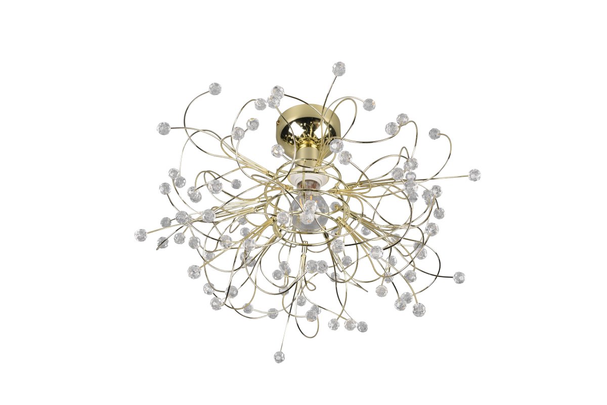Gloria Ø52 Bronse plafond Fra Trio Lighting - Med sin filigranform og glitrende akrylapplikasjoner sprer lampen en varm og innbydende lyseffekt, perfekt for b&aring;de stue og spisestue.