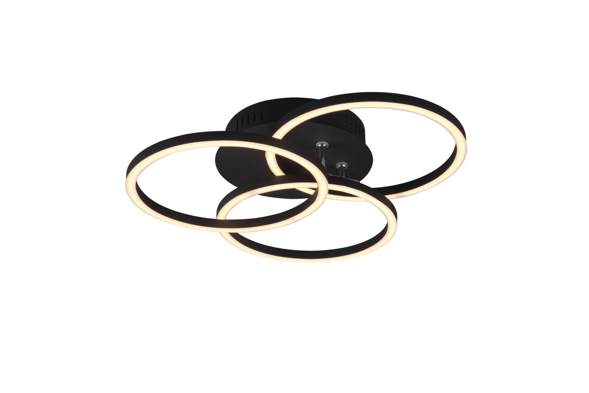 Circle Ø43 Svart plafond Fra Trio Lighting - De roterbare modulene i Circle etterlater ingen designønsker uoppfylt, og diameteren kan justeres fra 24 cm til 43 cm og gir kreative arrangementsmuligheter.