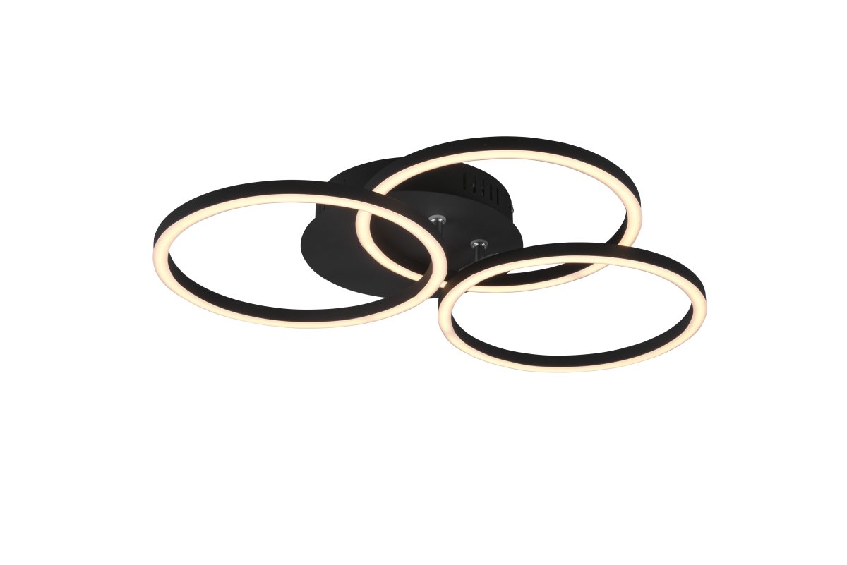 Circle Ø43 Svart plafond Fra Trio Lighting - De roterbare modulene i Circle etterlater ingen designønsker uoppfylt, og diameteren kan justeres fra 24 cm til 43 cm og gir kreative arrangementsmuligheter.