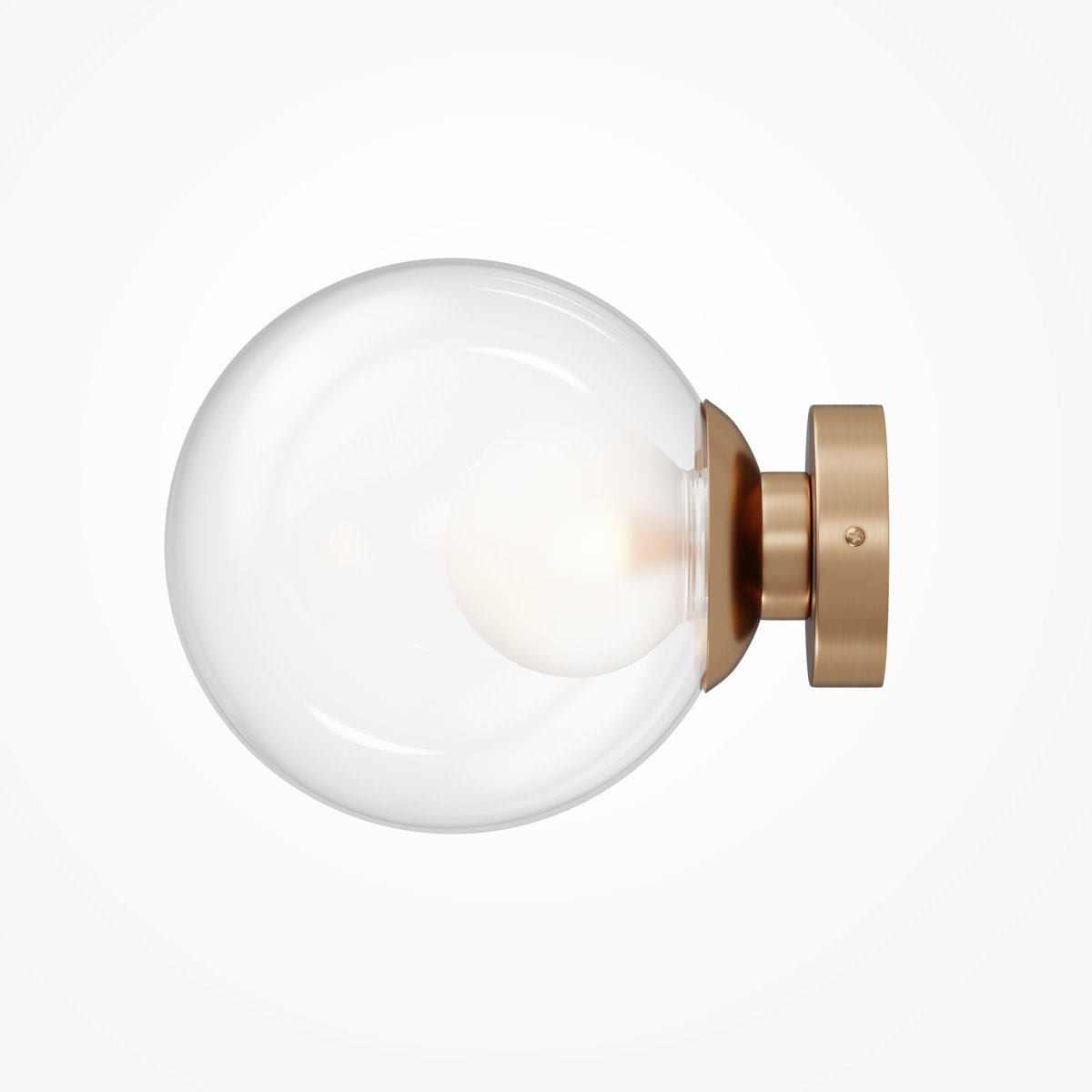 Basic form Ø20 Gull vegglampe Fra Maytoni - Med en rund, klar glasskuppel og en gylden sokkel gir lampen et mykt og varmt lys som skaper en innbydende atmosfære.