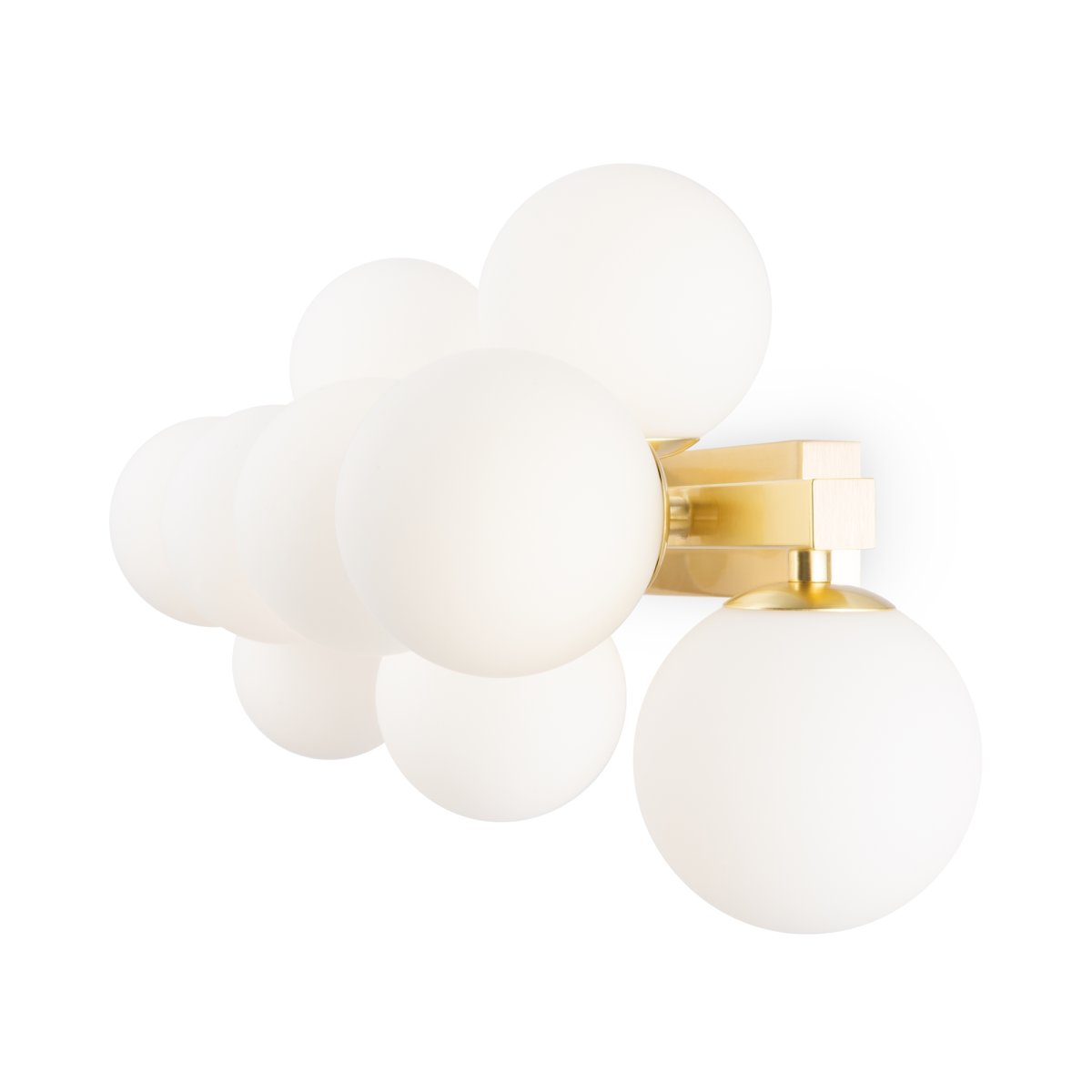 Dallas 65cm Gull vegglampe Fra Maytoni - Den unike designen med runde glaskupler i forskjellige retninger skaper et dramatisk og elegant lysspill som fyller rommet med varme og karakter.