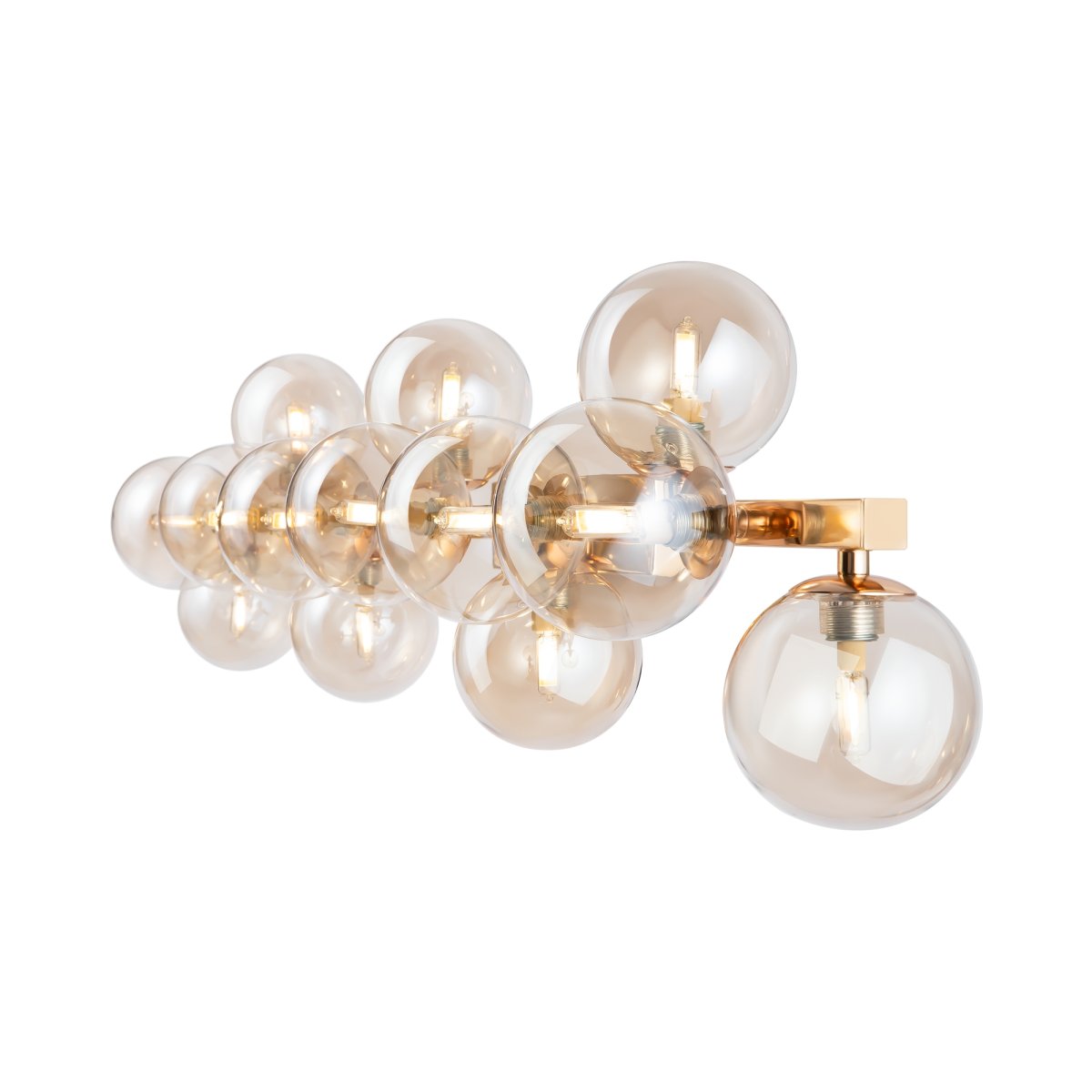 Dallas 95cm Gull vegglampe Fra Maytoni - Den unike designen med runde glaskupler i forskjellige retninger skaper et dramatisk og elegant lysspill som fyller rommet med varme og karakter.