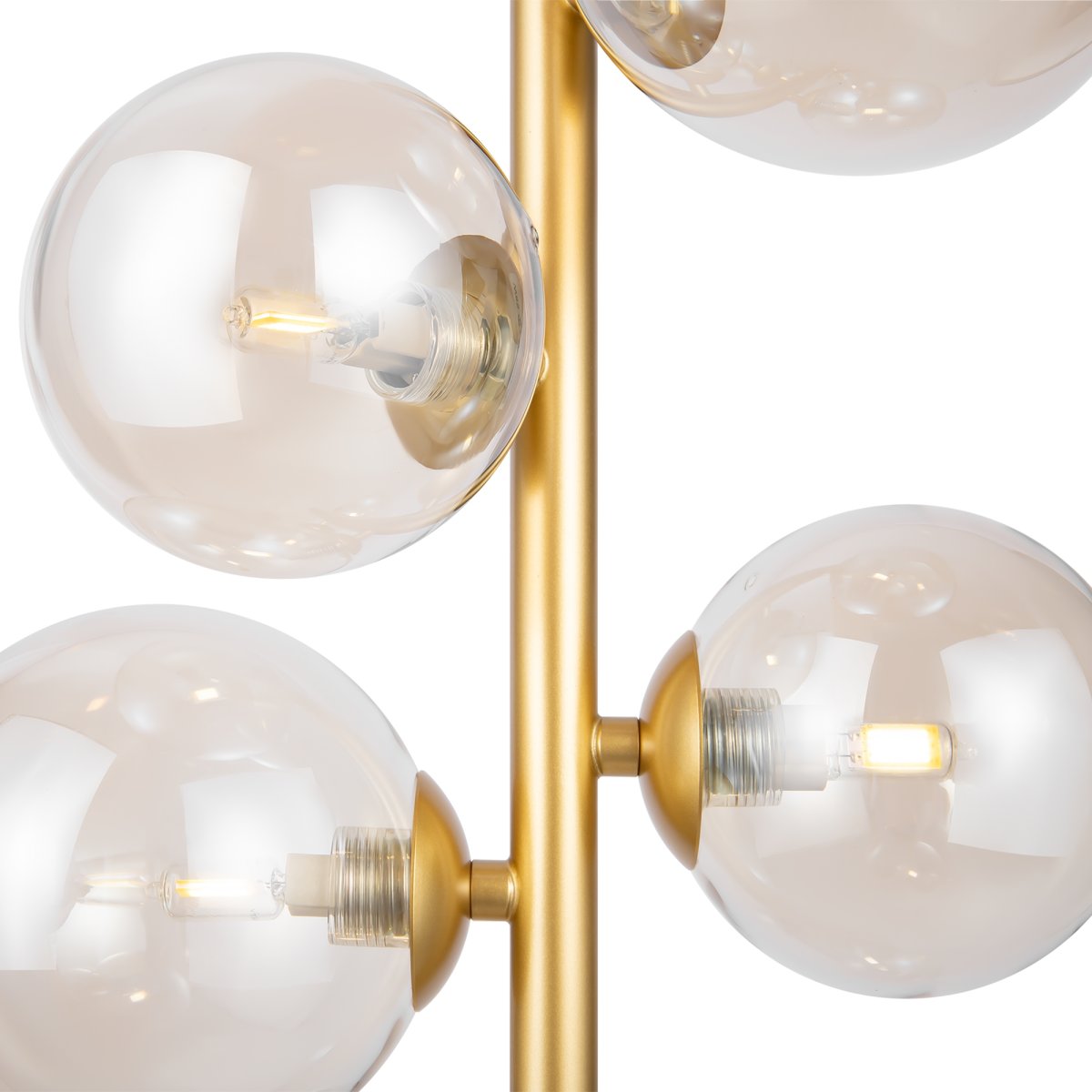 Dallas Ø30 Gull Taklampe Fra Maytoni - Den unike designen med runde glasskupler i forskjellige retninger skaper et dramatisk og elegant lysspill som fyller rommet med varme og karakter.