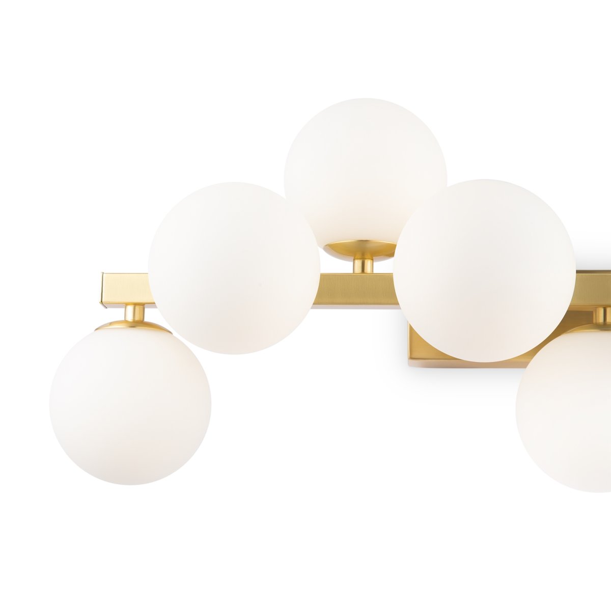 Dallas 65cm Gull vegglampe Fra Maytoni - Den unike designen med runde glaskupler i forskjellige retninger skaper et dramatisk og elegant lysspill som fyller rommet med varme og karakter.