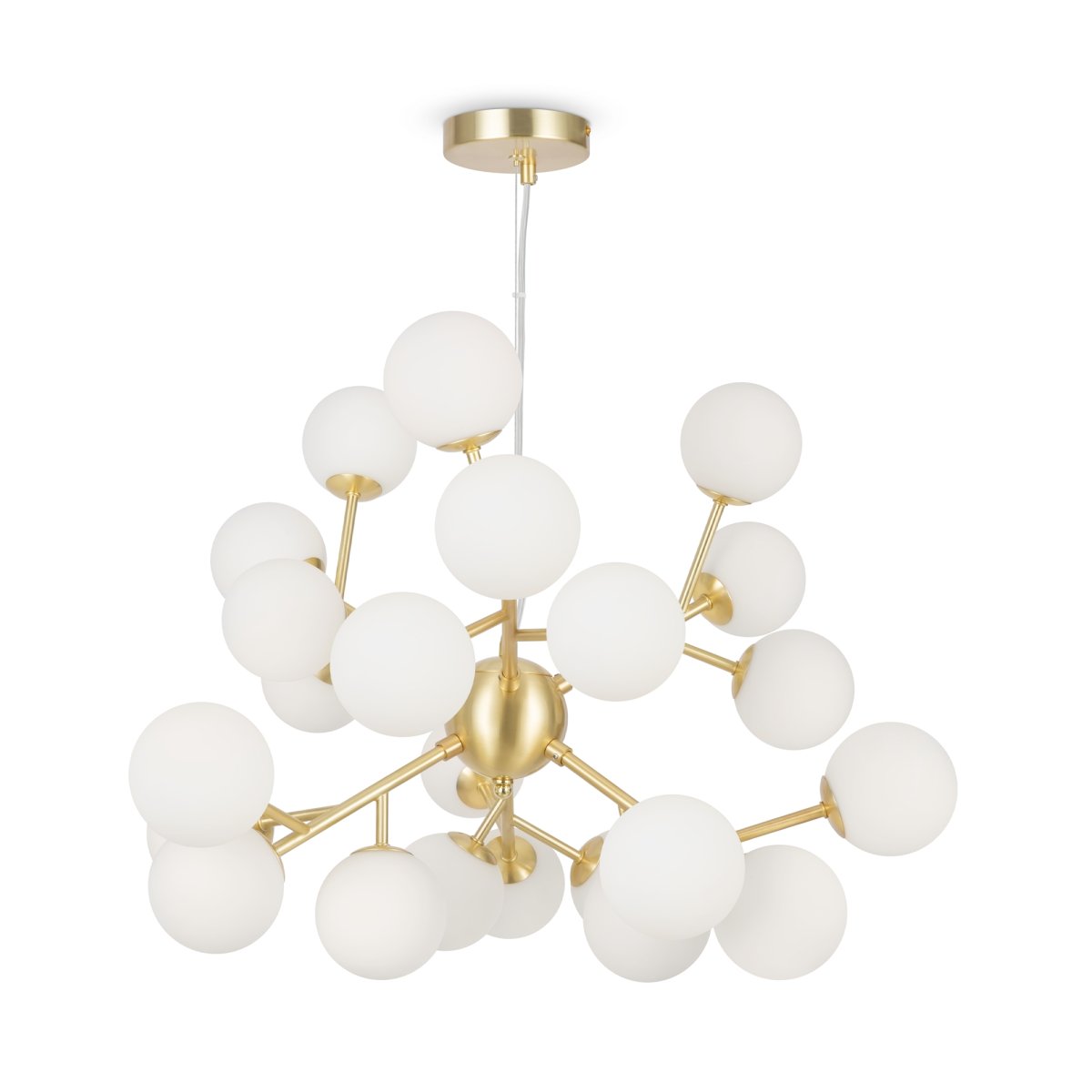 Dallas Ø65 Gull Taklampe Fra Maytoni - Den unike designen med runde glasskupler i forskjellige retninger skaper et dramatisk og elegant lysspill som fyller rommet med varme og karakter.