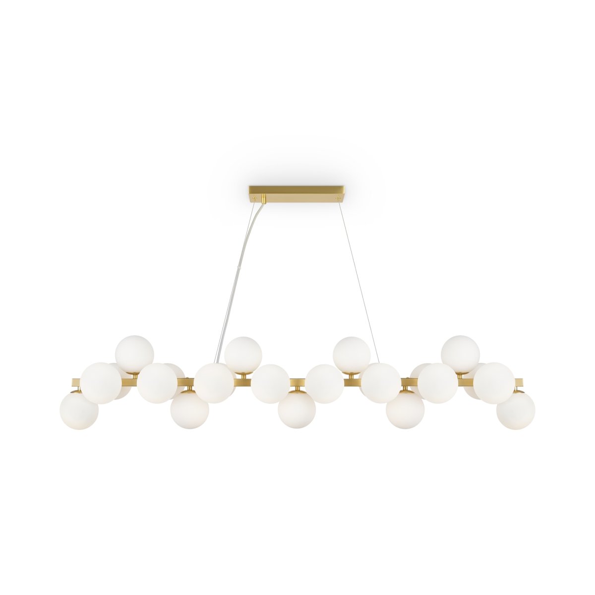 Dallas 123cm Gull Taklampe Fra Maytoni - Den unike designen med runde glasskupler i forskjellige retninger skaper et dramatisk og elegant lysspill som fyller rommet med varme og karakter.
