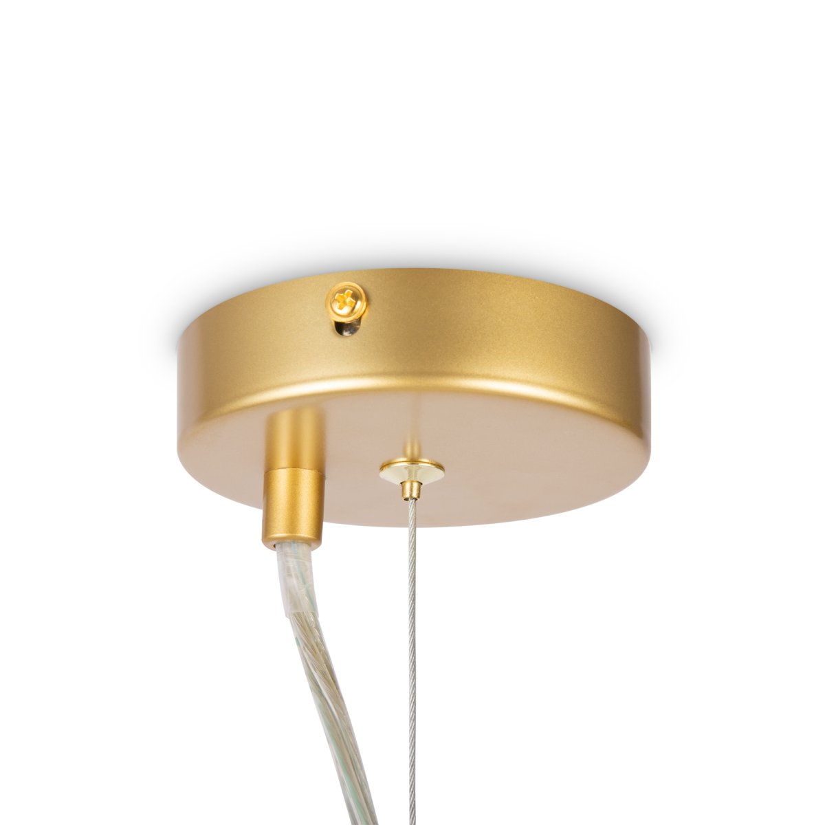 Dallas Ø30 Gull Taklampe Fra Maytoni - Den unike designen med runde glasskupler i forskjellige retninger skaper et dramatisk og elegant lysspill som fyller rommet med varme og karakter.