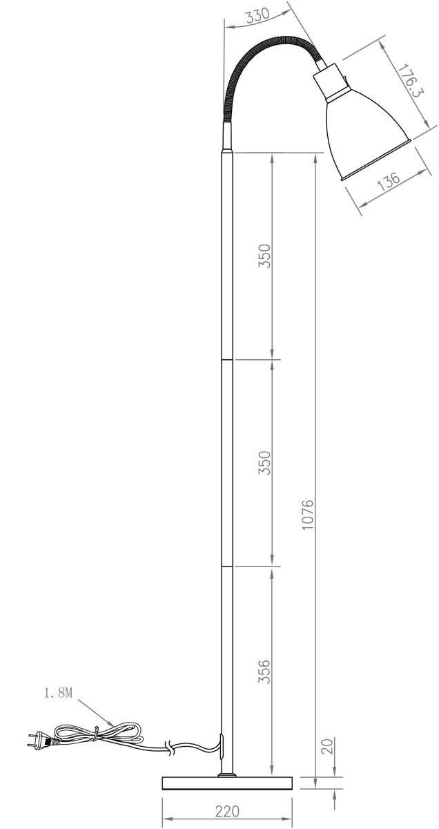 Idre 1 Svart gulvlampe Fra Aneta Lighting - Idre er en stilig gulvlampe i matt sort metall med en elegant dekorativ ring i krom.