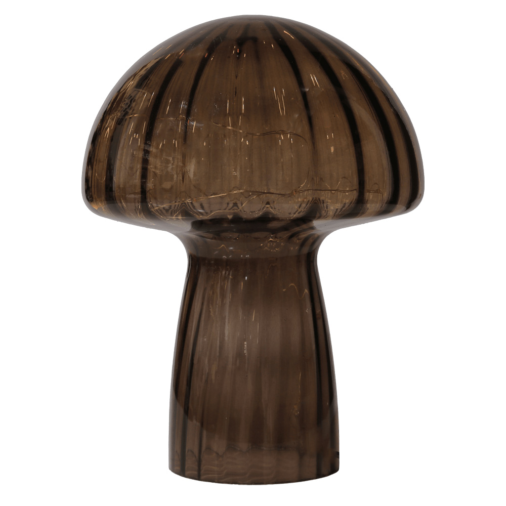 Mushroom 23cm Rødbrun bordlampe Fra Pixie Design - Den er utstyrt med timer og en praktisk 5-trinns dimmer for &aring; justere lyset etter behov, noe som gj&oslash;r den perfekt for b&aring;de arbeidsbelysning og koselig kveldsbelysning.