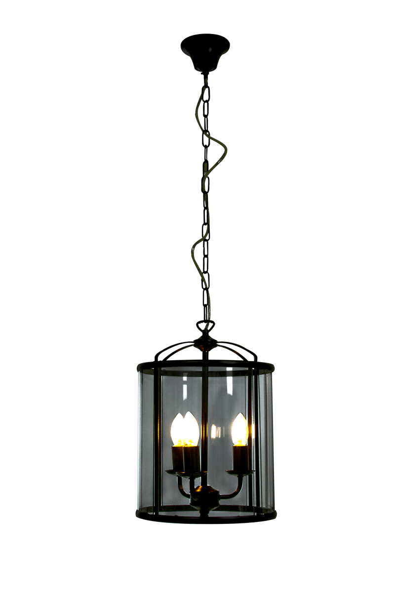 Budgie Ø28 Røykgrå Taklampe Fra Aneta Lighting - Lampen henger i en dekorativ lenke fra en takkopp i metall med krokoppheng.