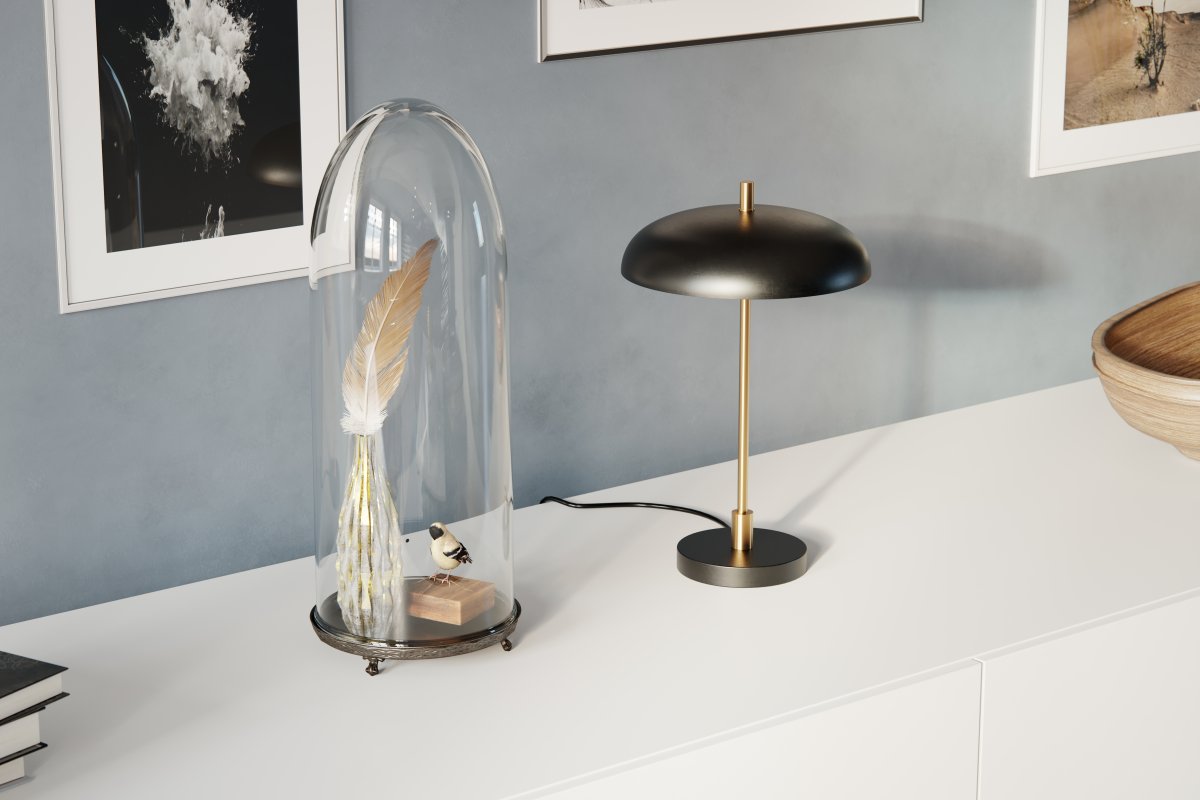 Shelby 45cm Matt svart bordlampe Fra By Rydéns - Shelby er perfekt som en dekorativ aksent p&aring; sidebord eller skjenk, og dens sofistikerte design kombinerer moderne estetikk med et snev av luksus.