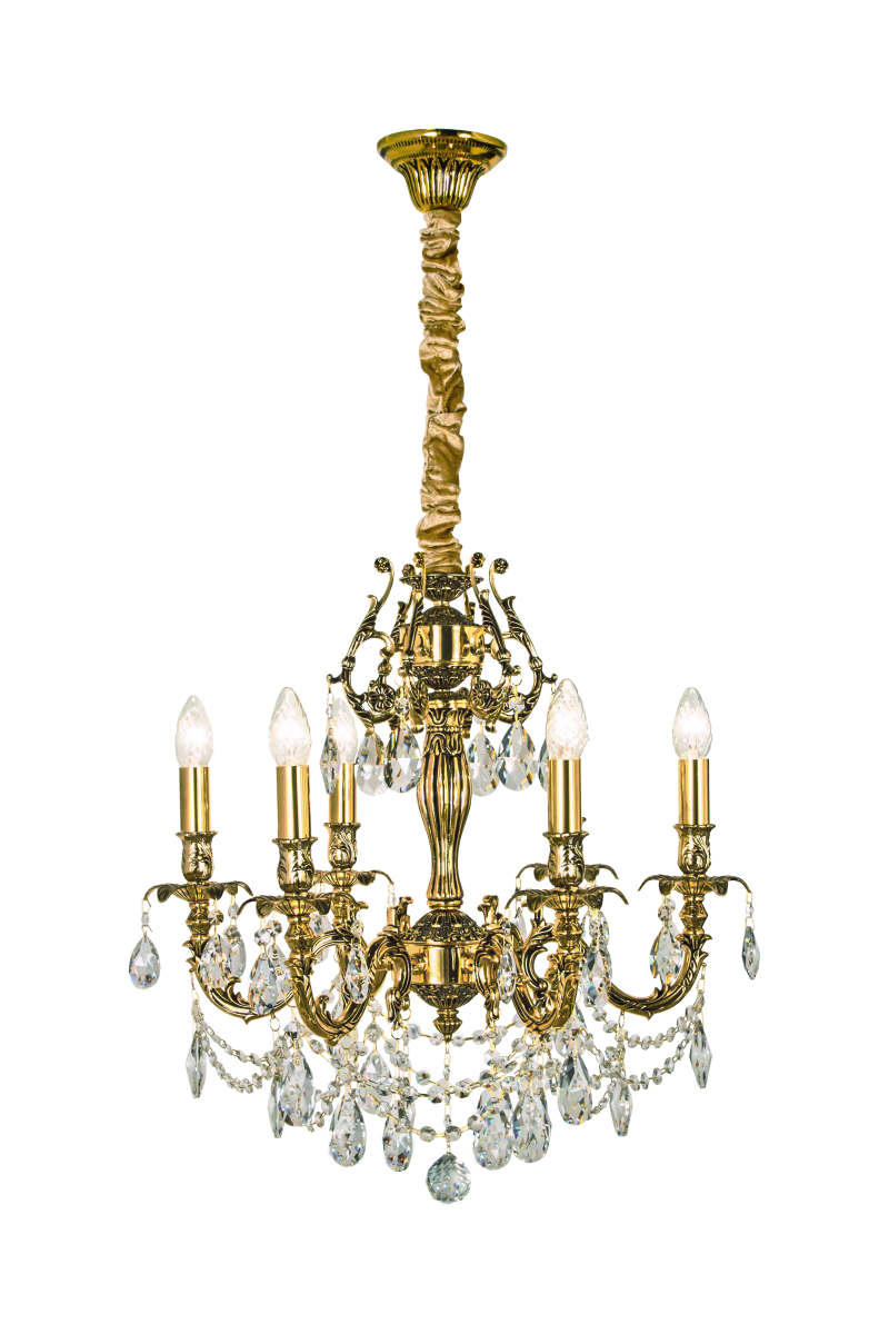 Versailles Ø55 Antikk messing Taklampe Fra Aneta Lighting - De dekorative detaljene i kombinasjon med de klare K9-krystallene skaper en vakker spredning av lys i rommet.