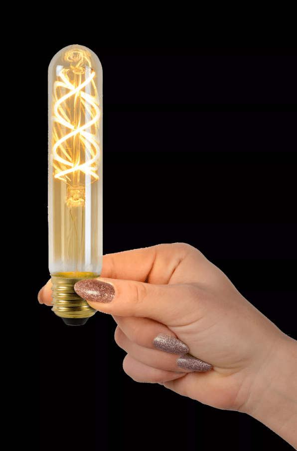 E27 Rørlampe 15cm 4,9W Fra Lucide - LED-lampen har de energieffektive egenskapene til en lavenergilampe og det stilige vintage-utseendet til en gammel lysp&aelig;re.