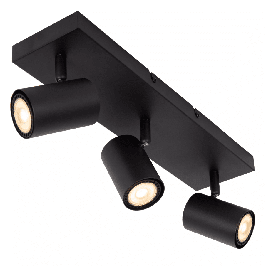 Amigo 3 Svart spotlight Fra Lucide - Spotlightene er justerbare og gir dermed allsidig belysning, perfekt for &aring; skape den rette atmosf&aelig;ren eller fremheve viktige omr&aring;der i hjemmet ditt.