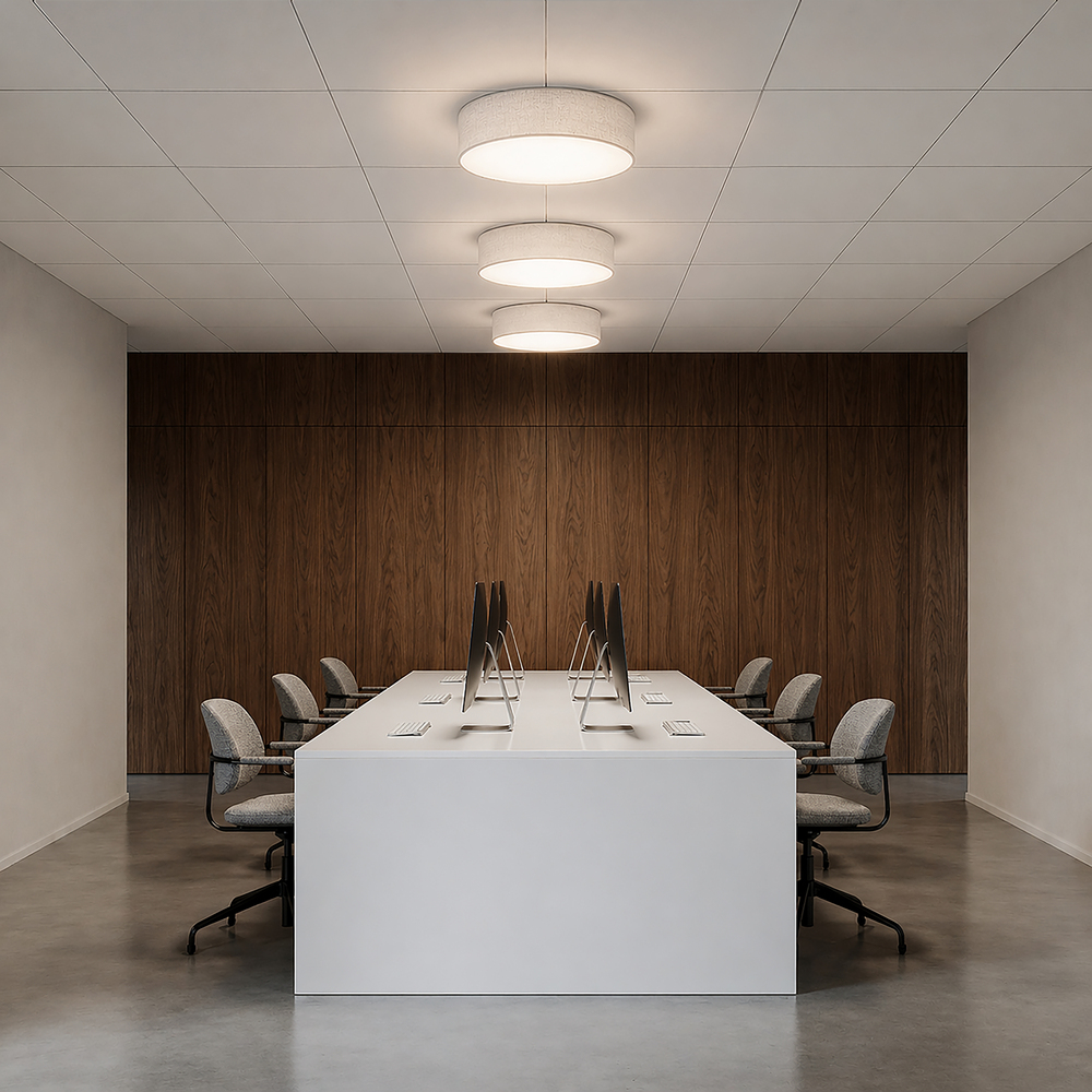 Soft Ø60 Hvit lin plafond Fra Belid - Soft er en stilig taklampe som sprer et mykt og behagelig lys i rommet.