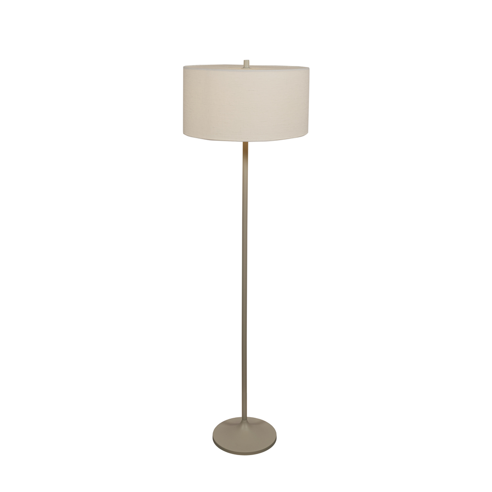 Soft Hvit/sand gulvlampe Fra Belid - Soft gulvlampe er en stilig og harmonisk lampe med en skjerm i hvit, europeisk dyrket lin og en nettingstang i sandfarget metall.