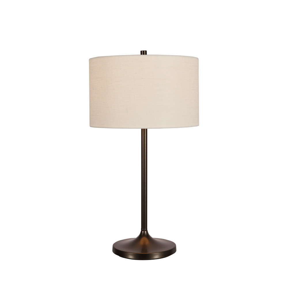 Soft 64cm Hvit/bronse bordlampe Fra Belid - Soft bordlampe er en stilig og harmonisk lampe med en skjerm i hvitt, europeisk dyrket lin og en base i metallisk bronsefinish.