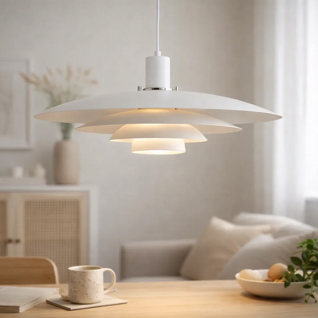Stealth Ø50 Hvit Taklampe Fra Nordic Lighting - Lampen leveres med to sett med detaljer &ndash; knotter og ringer i b&aring;de krom og hvitt &ndash; slik at du kan velge uttrykket og tilpasse designet til interi&oslash;ret ditt.