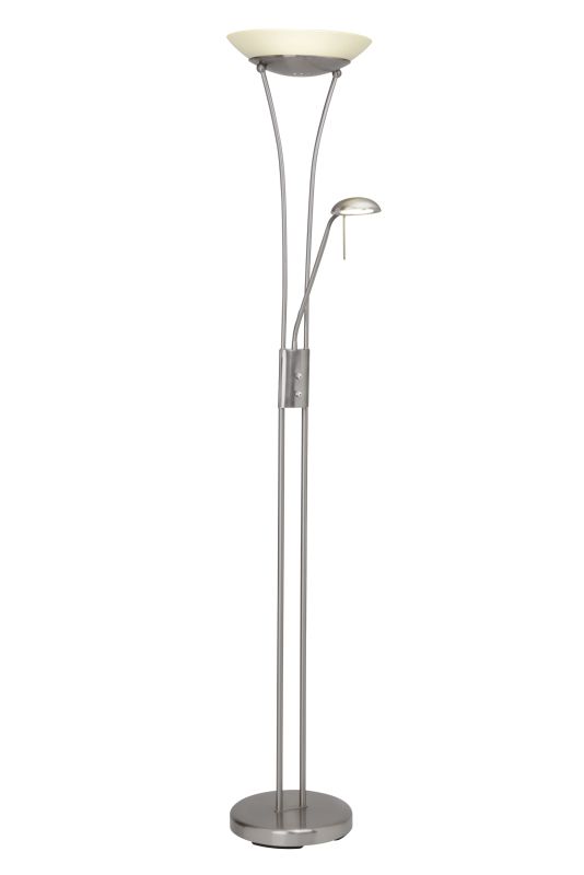 Finn Sølv gulvlampe Fra Brilliant - Lampen sprer et varmt hvitt lys som skaper en koselig følelse, og med den integrerte dimmeren kan lysstyrken justeres trinnløst.