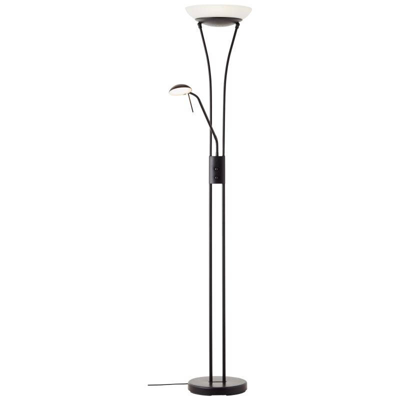 Finn Svart gulvlampe Fra Brilliant - Finn uplight med skinnarm i svart er en praktisk gulvlampe som fungerer som et perfekt supplement til rommets generelle belysning.