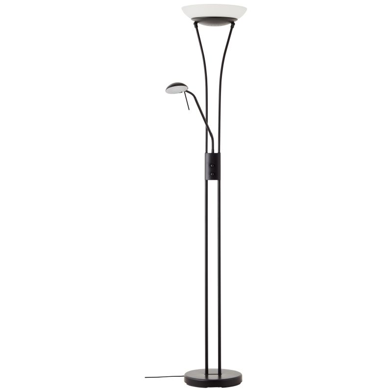 Finn Svart gulvlampe Fra Brilliant - Finn uplight med skinnarm i svart er en praktisk gulvlampe som fungerer som et perfekt supplement til rommets generelle belysning.