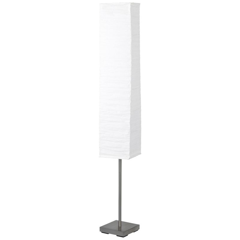 Nerva Sølv/hvit gulvlampe Fra Brilliant - Nerva er en dekorativ gulvlampe som skaper en stemningsfull atmosfære i stuen med sitt elegante design.