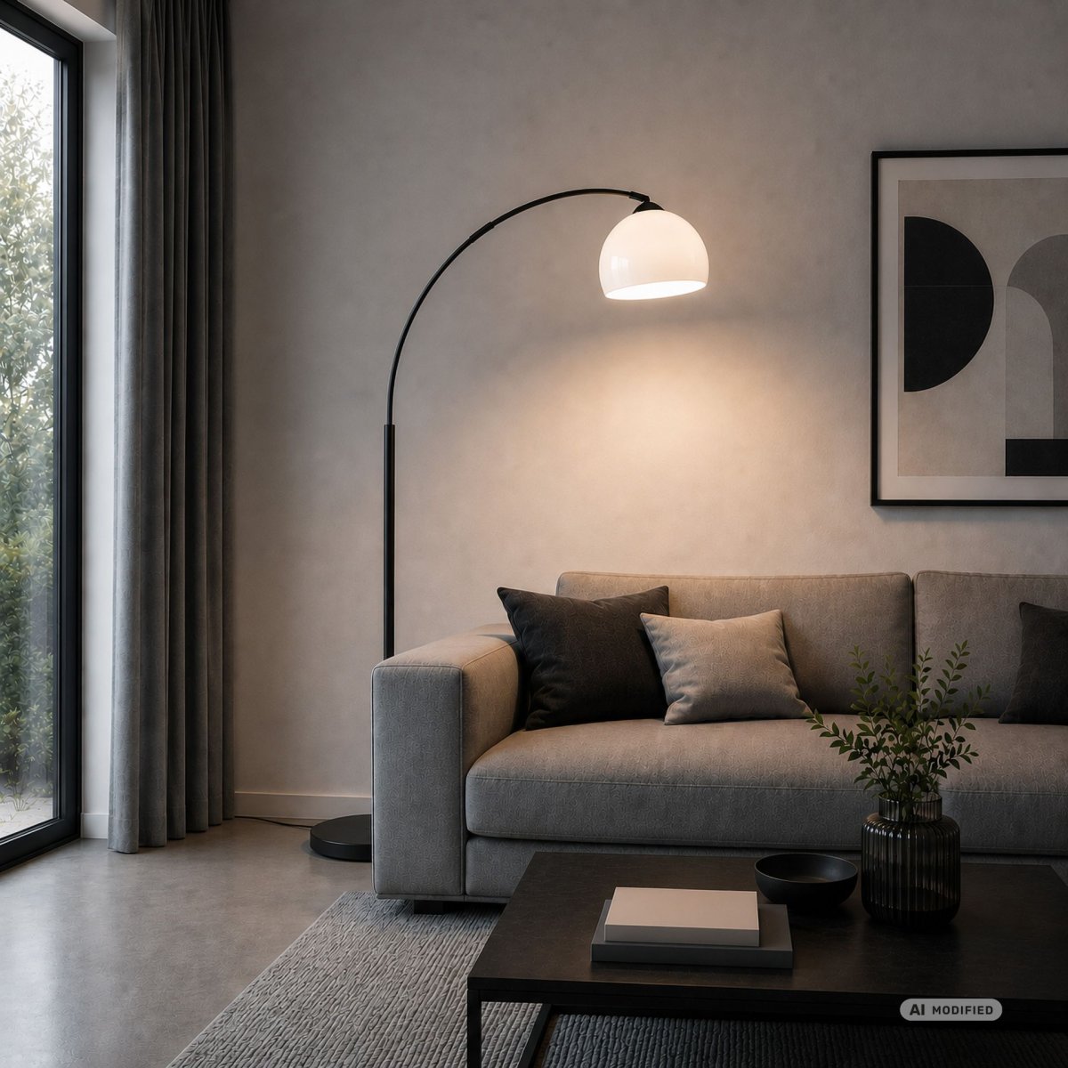Vessa Svart gulvlampe Fra Brilliant - Vessa er en stilig gulvlampe i svart metall med en hvit plastskjerm som gir lampen et mykt og elegant uttrykk.