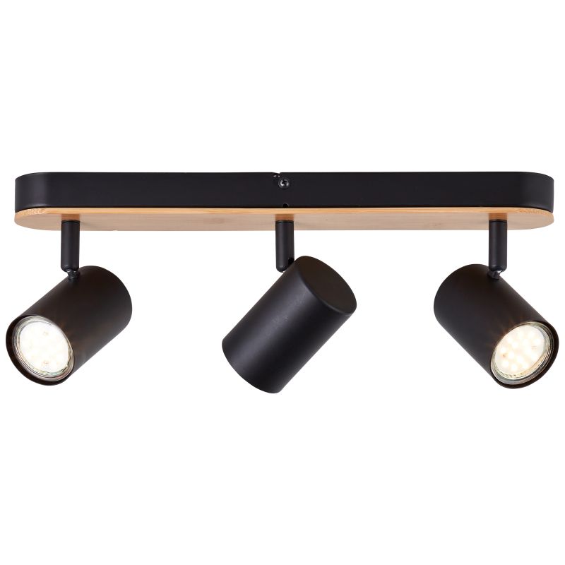 Niels 3 Svart spotlight Fra Brilliant - Lampen er laget av metall og bambus – et fornybart og miljøvennlig materiale som gir en varm og innbydende følelse og bidrar til en hyggelig atmosfære.